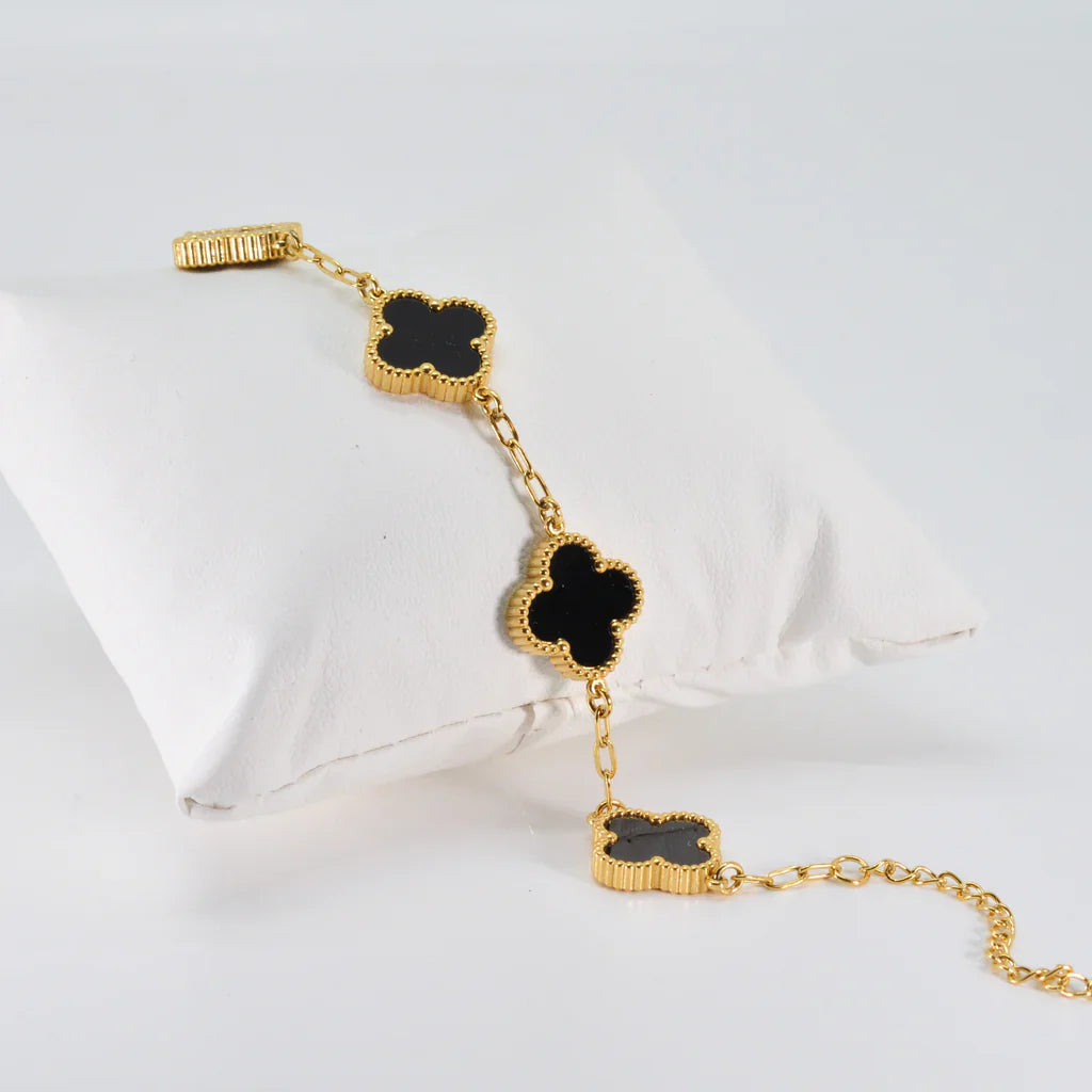 Black Four Leaf Clover Bracelet