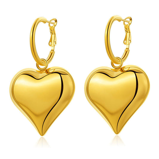 Chunky Heart Hoop Earrings