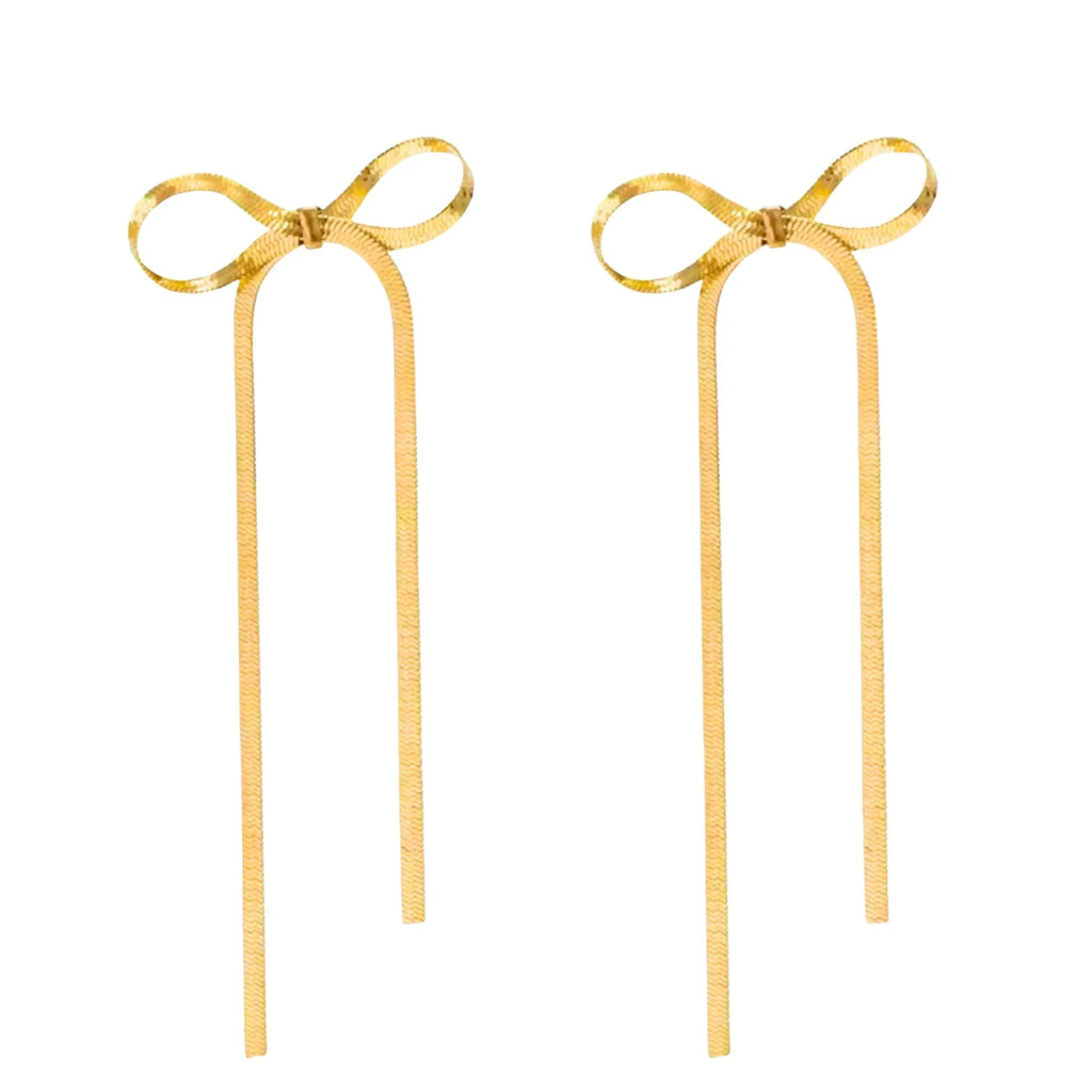 Golden Bow Knot Drop & Dangle Earrings