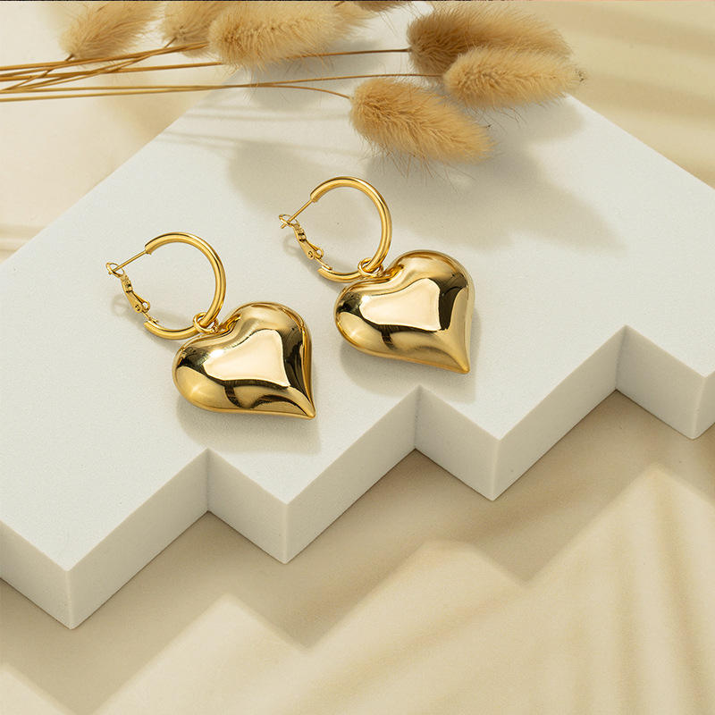 Chunky Heart Hoop Earrings