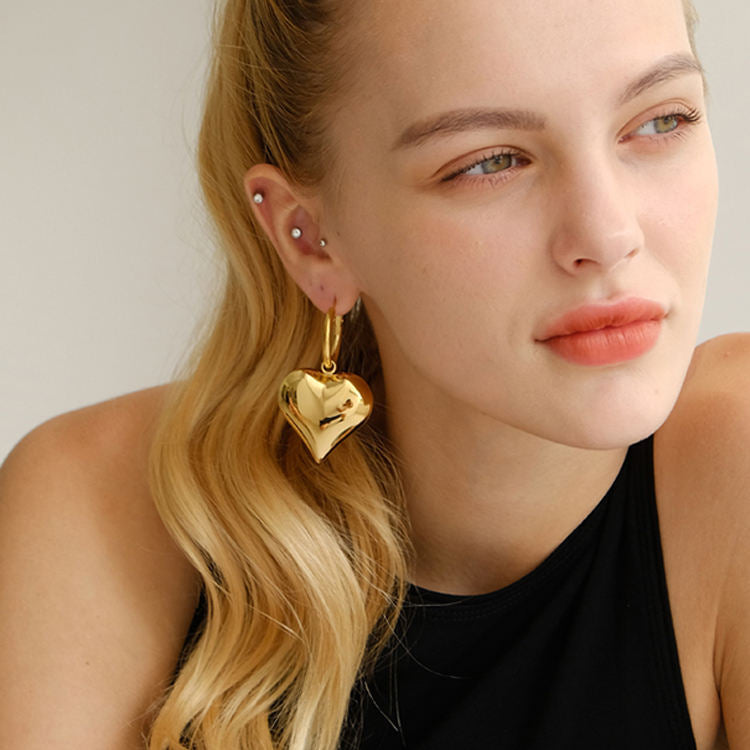 Chunky Heart Hoop Earrings